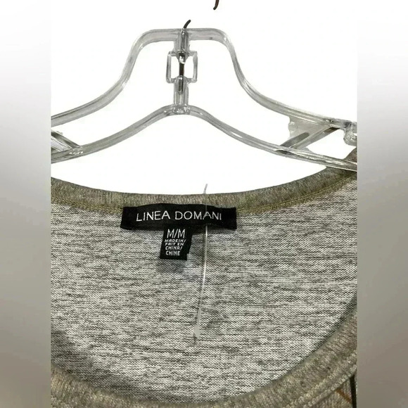 NWOT Linea Domani, Parisian Café Motif Heathered Long-Sleeve Top, Medium, Grey ✨ - Picture 4 of 7